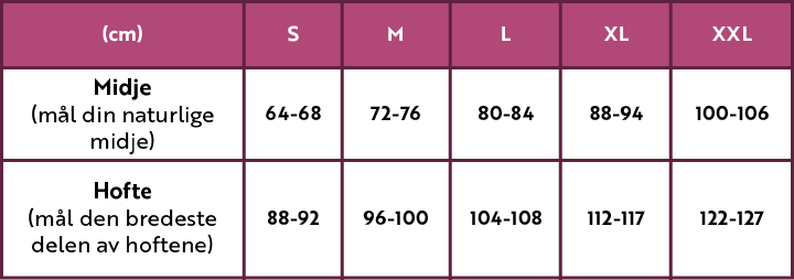 Evita size chart